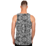 Black And White Zentangle Pattern Print Men's Tank Top