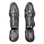 Black And White Zentangle Pattern Print Muay Thai Shin Guard