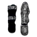 Black And White Zentangle Pattern Print Muay Thai Shin Guard