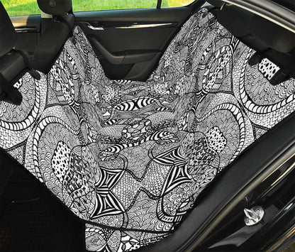 Black And White Zentangle Pattern Print Pet Car Back Seat Cover
