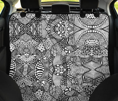 Black And White Zentangle Pattern Print Pet Car Back Seat Cover