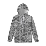 Black And White Zentangle Pattern Print Pullover Hoodie