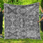 Black And White Zentangle Pattern Print Quilt