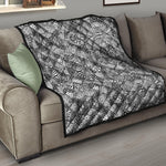 Black And White Zentangle Pattern Print Quilt