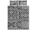 Black And White Zentangle Pattern Print Quilt Bed Set