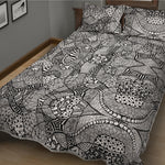 Black And White Zentangle Pattern Print Quilt Bed Set