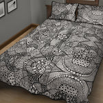 Black And White Zentangle Pattern Print Quilt Bed Set