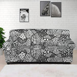Black And White Zentangle Pattern Print Sofa Cover