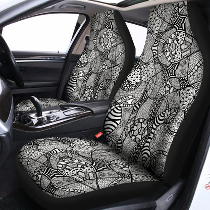 Black And White Zentangle Pattern Print Universal Fit Car Seat Covers