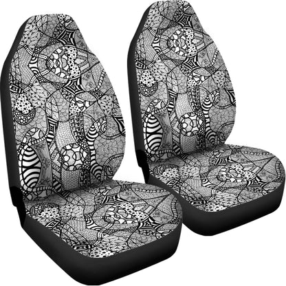Black And White Zentangle Pattern Print Universal Fit Car Seat Covers