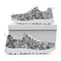 Black And White Zentangle Pattern Print White Running Shoes