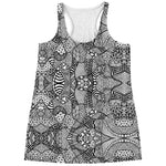 Black And White Zentangle Pattern Print Women's Racerback Tank Top