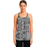 Black And White Zentangle Pattern Print Women's Racerback Tank Top