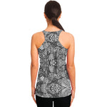 Black And White Zentangle Pattern Print Women's Racerback Tank Top