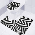 Black And White Zigzag Dazzle Print 3 Piece Bath Mat Set