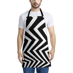 Black And White Zigzag Dazzle Print Apron