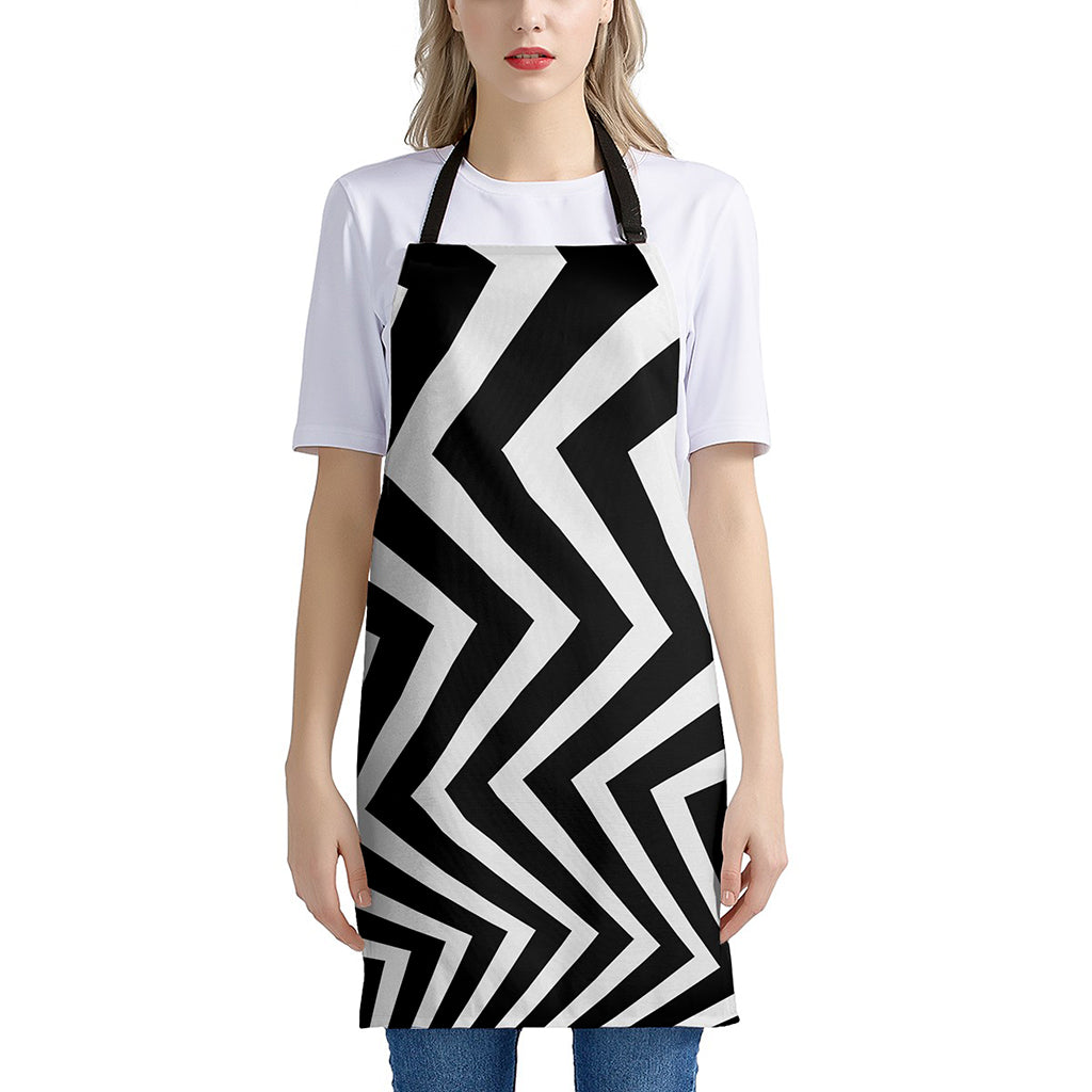 Black And White Zigzag Dazzle Print Apron