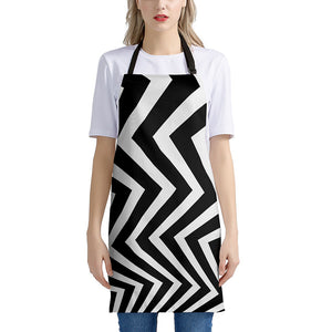 Black And White Zigzag Dazzle Print Apron