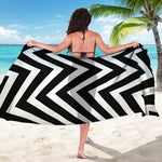 Black And White Zigzag Dazzle Print Beach Sarong Wrap