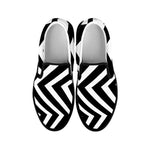 Black And White Zigzag Dazzle Print Black Slip On Shoes