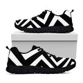 Black And White Zigzag Dazzle Print Black Running Shoes
