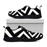 Black And White Zigzag Dazzle Print Black Sneakers