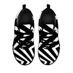 Black And White Zigzag Dazzle Print Black Sneakers