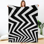 Black And White Zigzag Dazzle Print Blanket