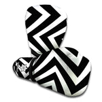 Black And White Zigzag Dazzle Print Boxing Gloves