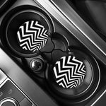 Black And White Zigzag Dazzle Print Car Coasters