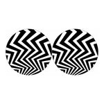 Black And White Zigzag Dazzle Print Car Coasters
