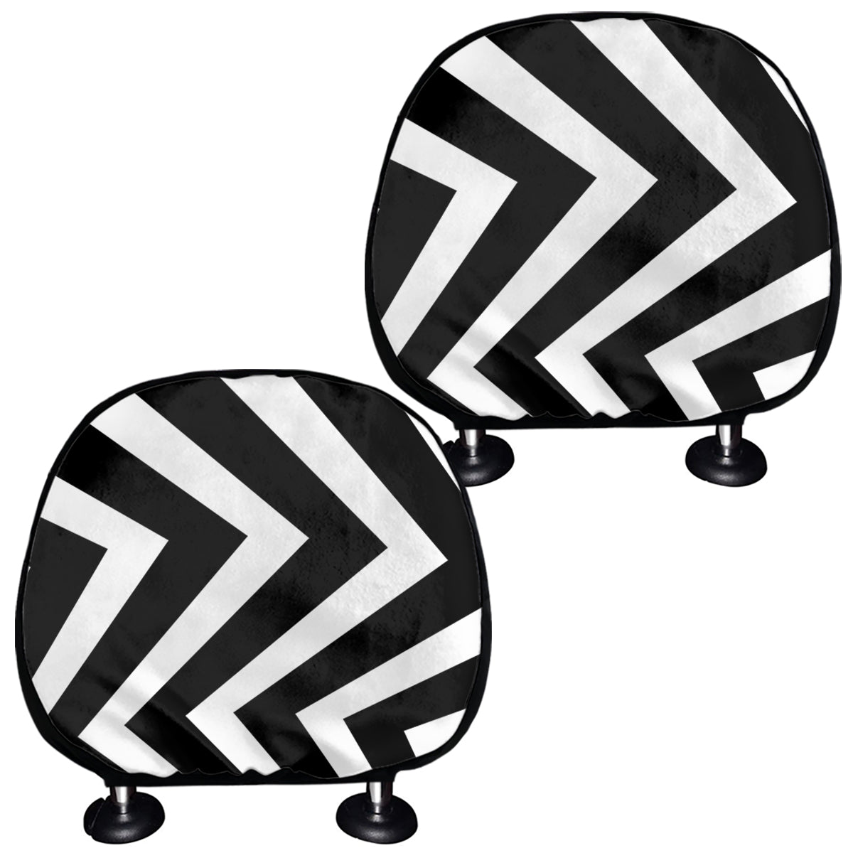 Black And White Zigzag Dazzle Print Car Headrest Covers