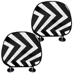 Black And White Zigzag Dazzle Print Car Headrest Covers