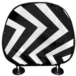 Black And White Zigzag Dazzle Print Car Headrest Covers