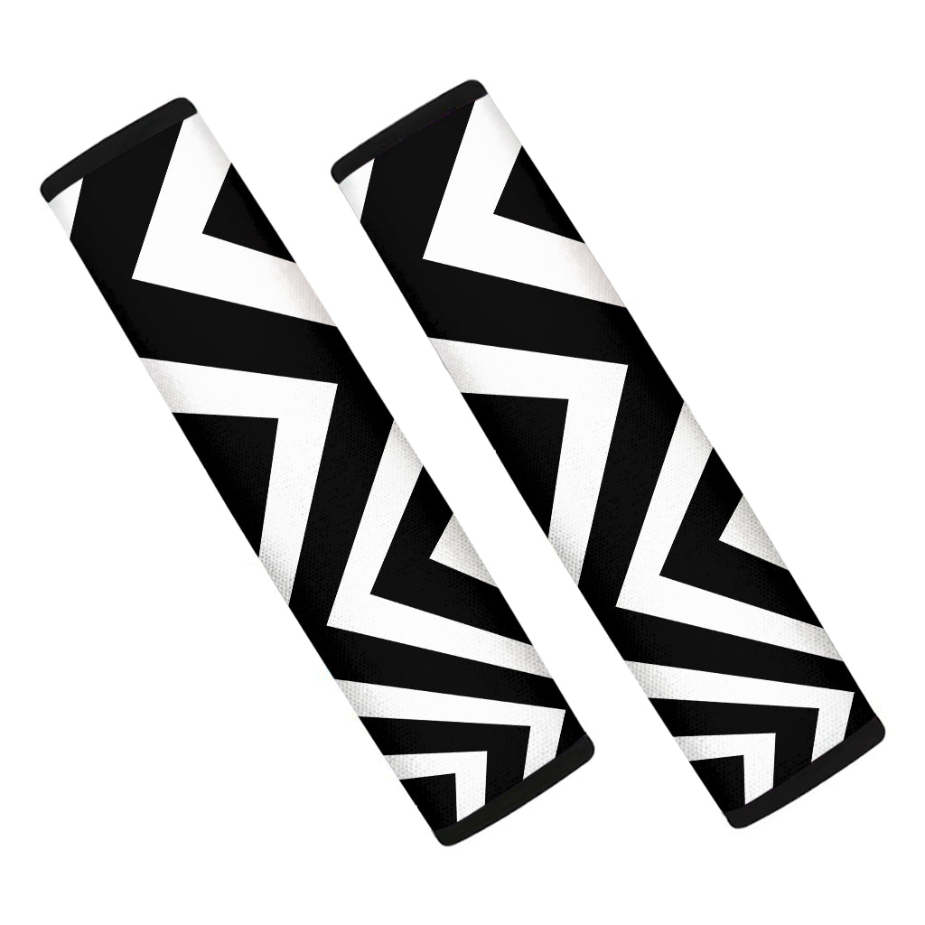 Black And White Zigzag Dazzle Print Car Seat Belt Covers