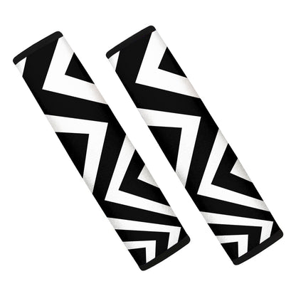 Black And White Zigzag Dazzle Print Car Seat Belt Covers
