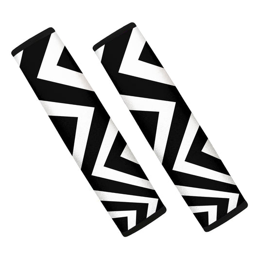 Black And White Zigzag Dazzle Print Car Seat Belt Covers