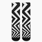 Black And White Zigzag Dazzle Print Crew Socks