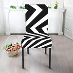 Black And White Zigzag Dazzle Print Dining Chair Slipcover
