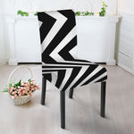 Black And White Zigzag Dazzle Print Dining Chair Slipcover