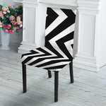Black And White Zigzag Dazzle Print Dining Chair Slipcover