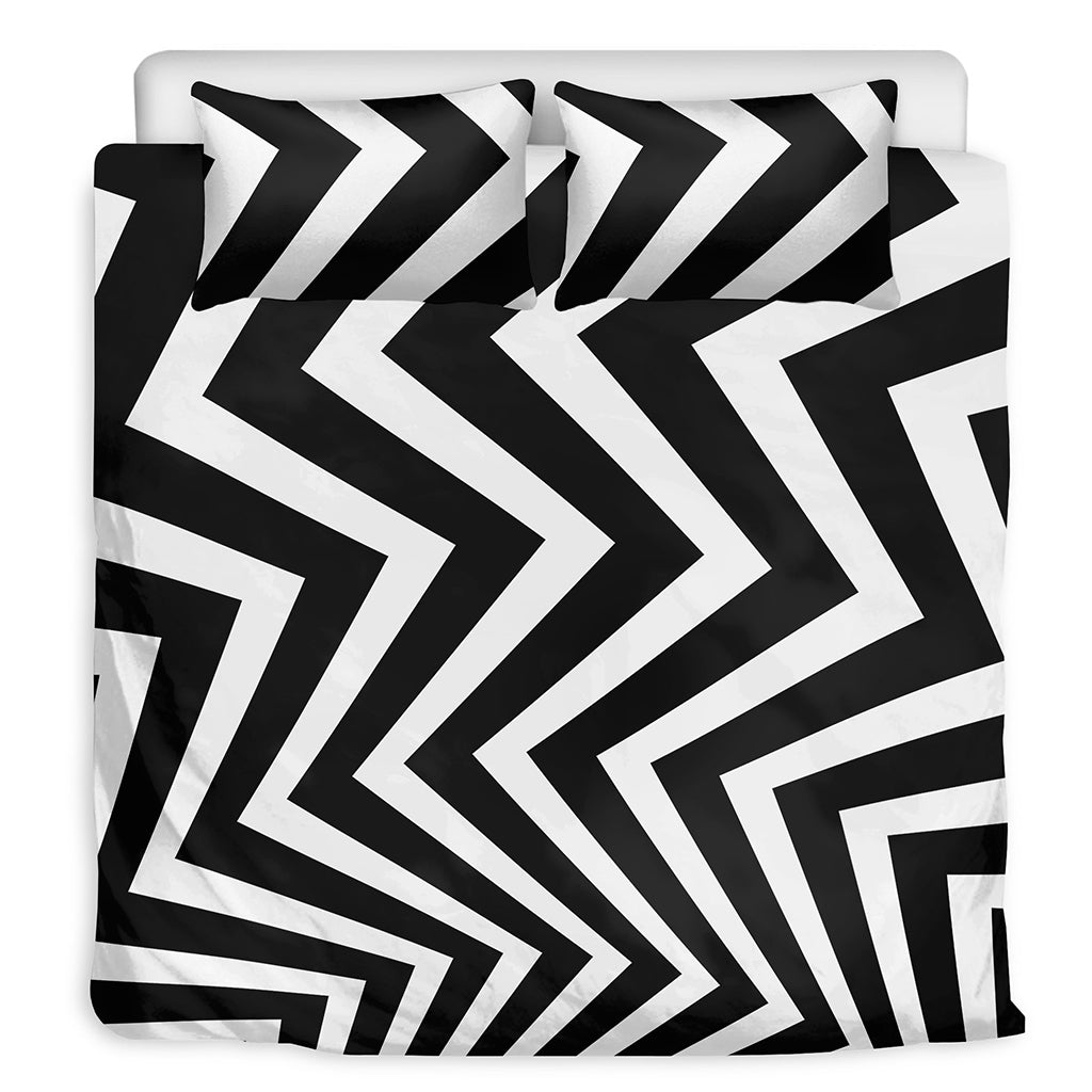 Black And White Zigzag Dazzle Print Duvet Cover Bedding Set
