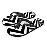 Black And White Zigzag Dazzle Print Flip Flops