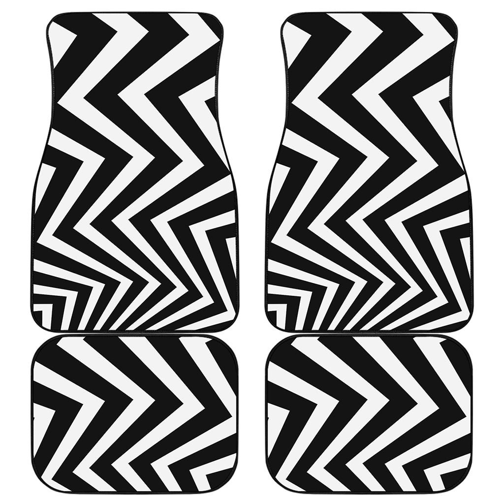 Black And White Zigzag Dazzle Print Front and Back Car Floor Mats