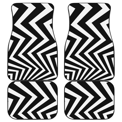Black And White Zigzag Dazzle Print Front and Back Car Floor Mats