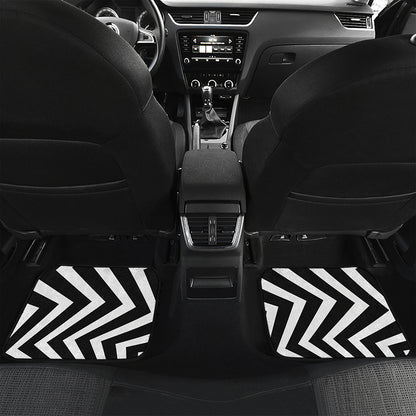 Black And White Zigzag Dazzle Print Front and Back Car Floor Mats