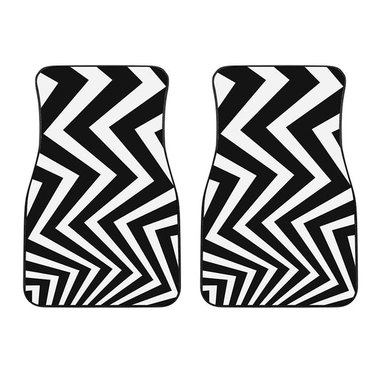 Black And White Zigzag Dazzle Print Front Car Floor Mats