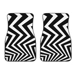 Black And White Zigzag Dazzle Print Front Car Floor Mats