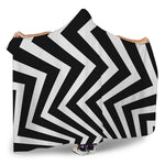 Black And White Zigzag Dazzle Print Hooded Blanket