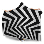 Black And White Zigzag Dazzle Print Hooded Blanket
